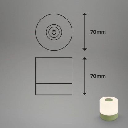 Brilo Akumulátorová stolní lampa Smal zelená, výška 7 cm, pro venkovní použití.