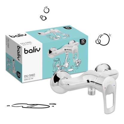 Chromová sprchová baterie baliv DU-5160 s obalem. Koupelnová armatura do sprchy.