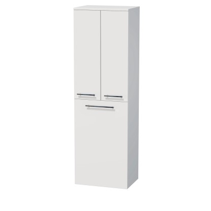 INTEDOOR Vysoká skříň BEE, pravé, úchyt chrom, 2 dveře, koš, š. 50 cm, bílá lesk