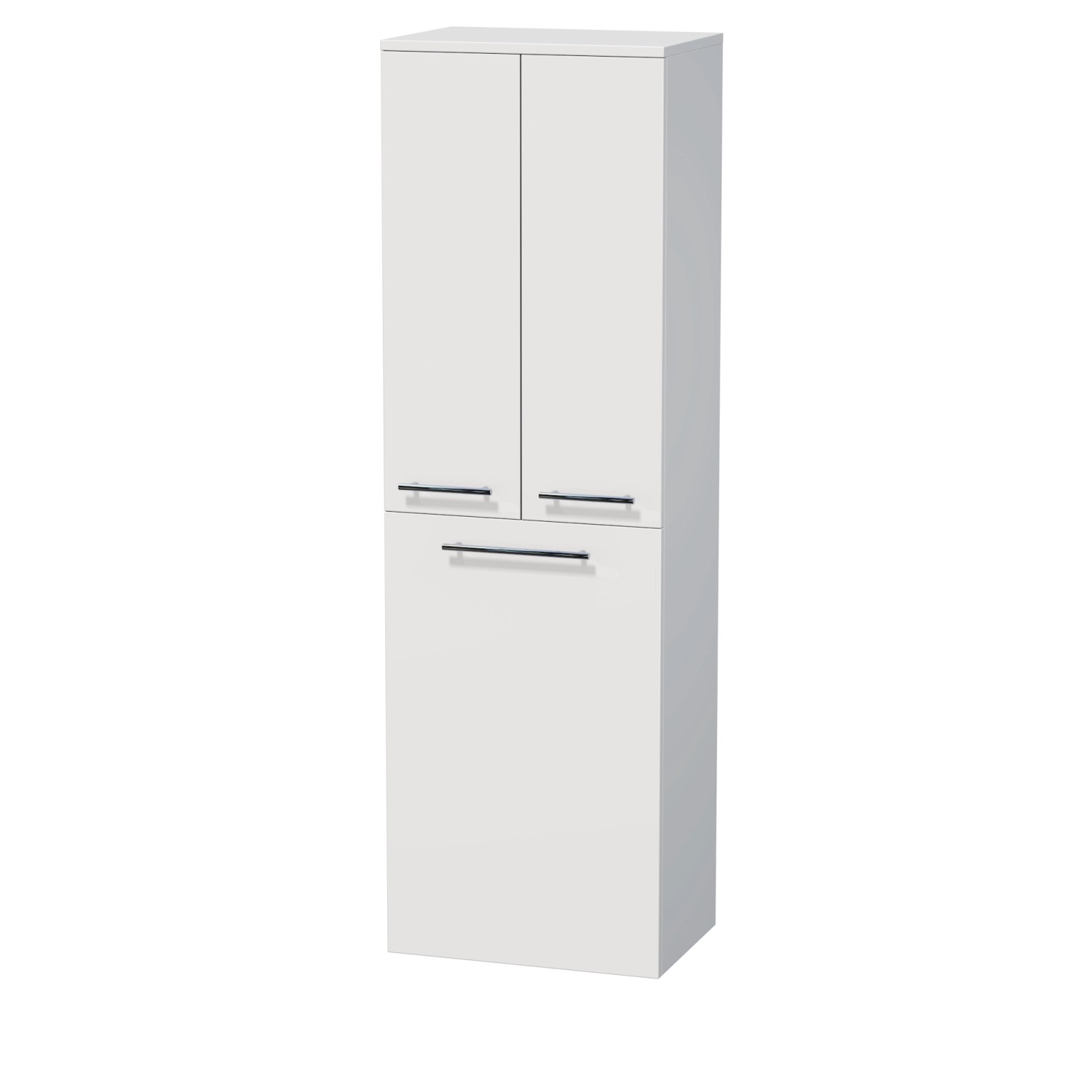 INTEDOOR Vysoká skříň BEE, pravé, úchyt chrom, 2 dveře, koš, š. 50 cm, bílá lesk