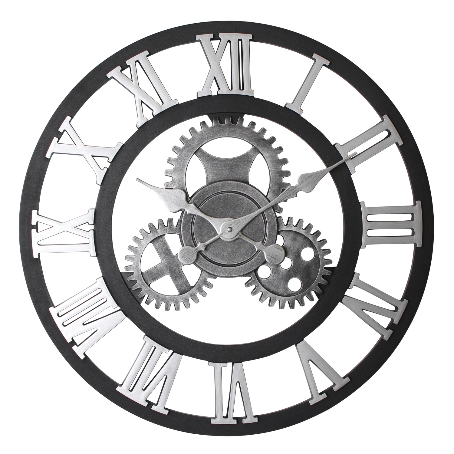 SPLENDID Nástěnné hodiny NERO2, černá/stříbrná, pr. 58 x 4 cm