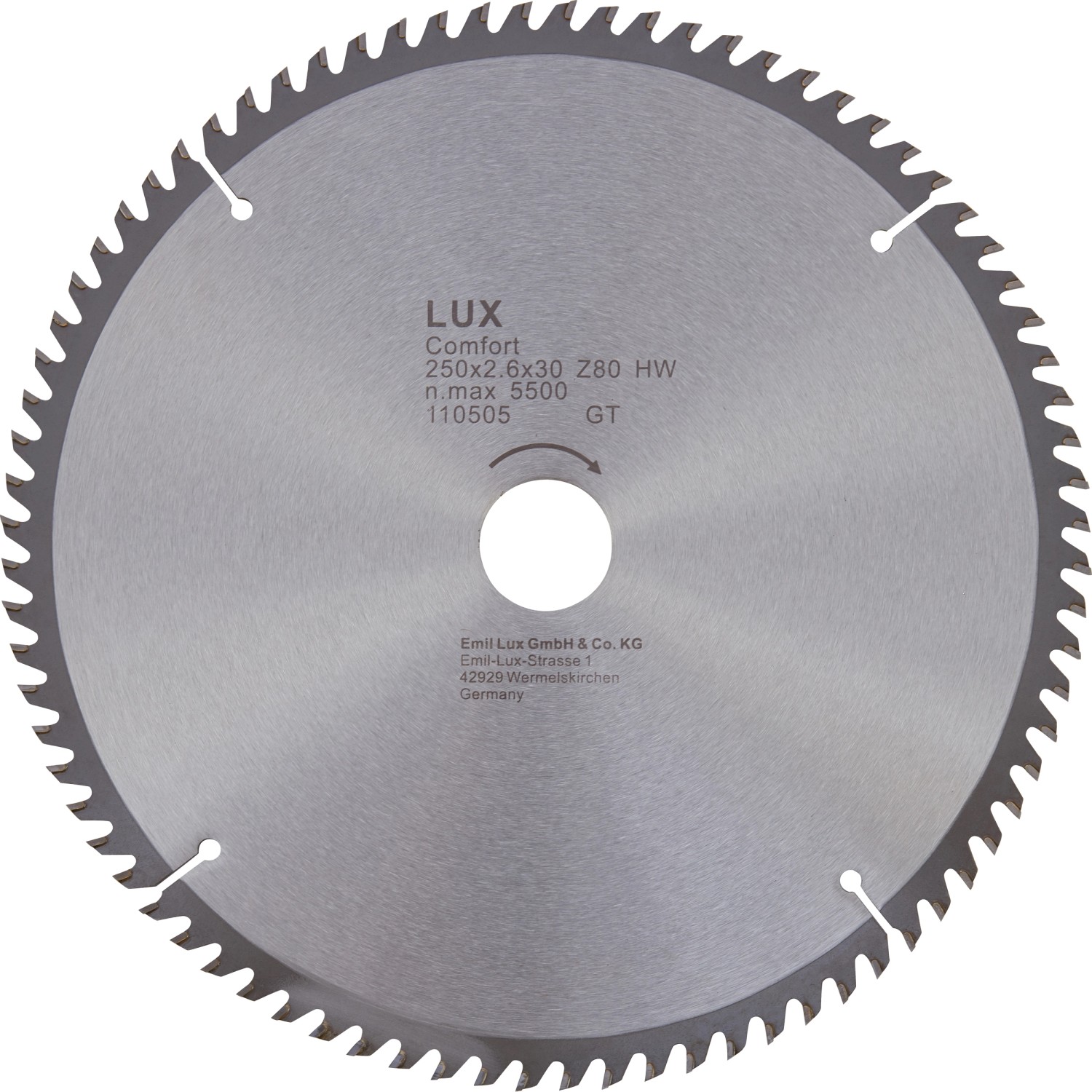 LUX-TOOLS Pilový kotouč z tvrdokovu, T80, 250 x 30/20 mm