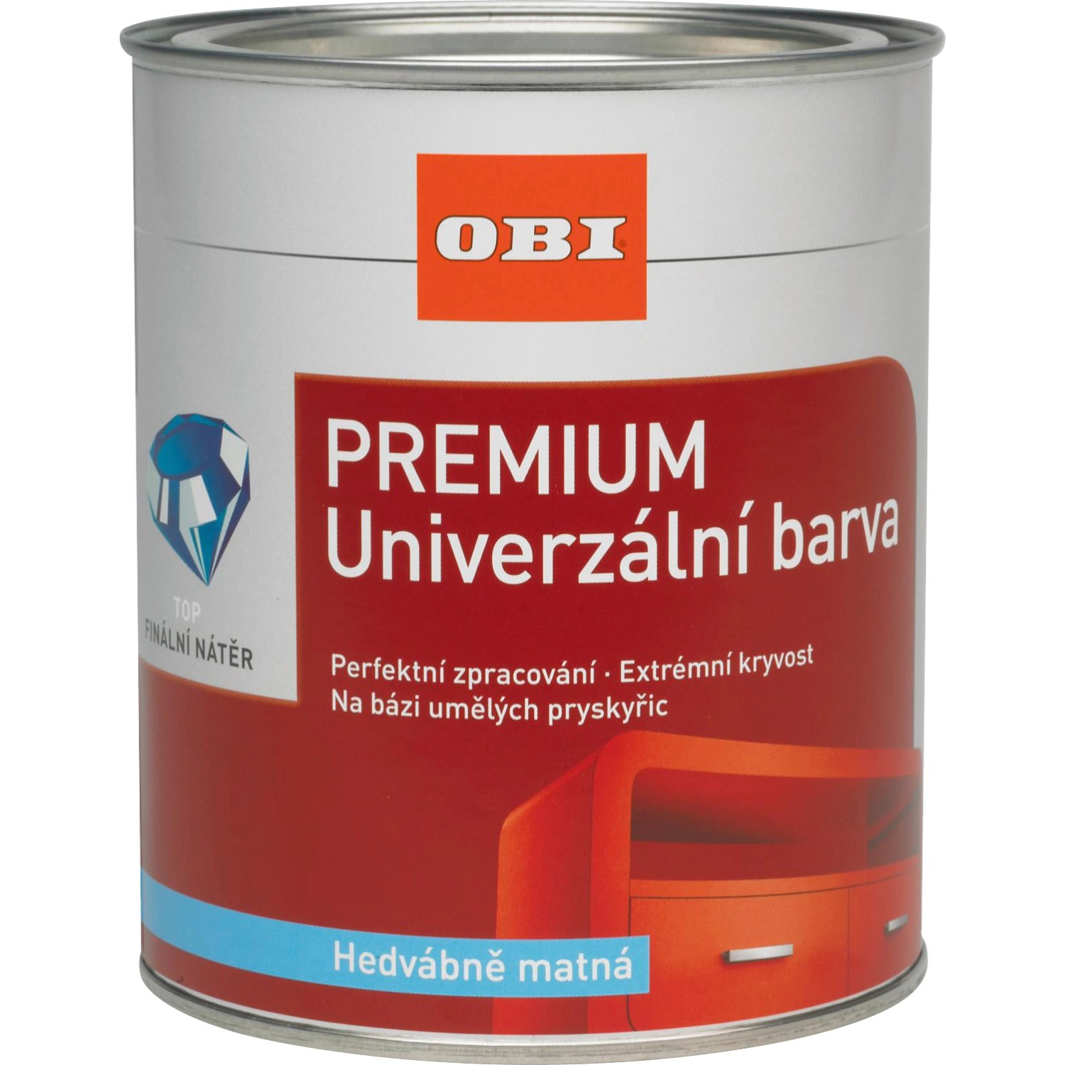 OBI Univerzální barva PREMIUM hedvábně matná jílově hnědá 750 ml
