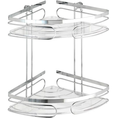 Wenko Rohový koupelnový košík 2patrový Premium, lesk.nerez, 26,5 x 27,5 x 19 cm
