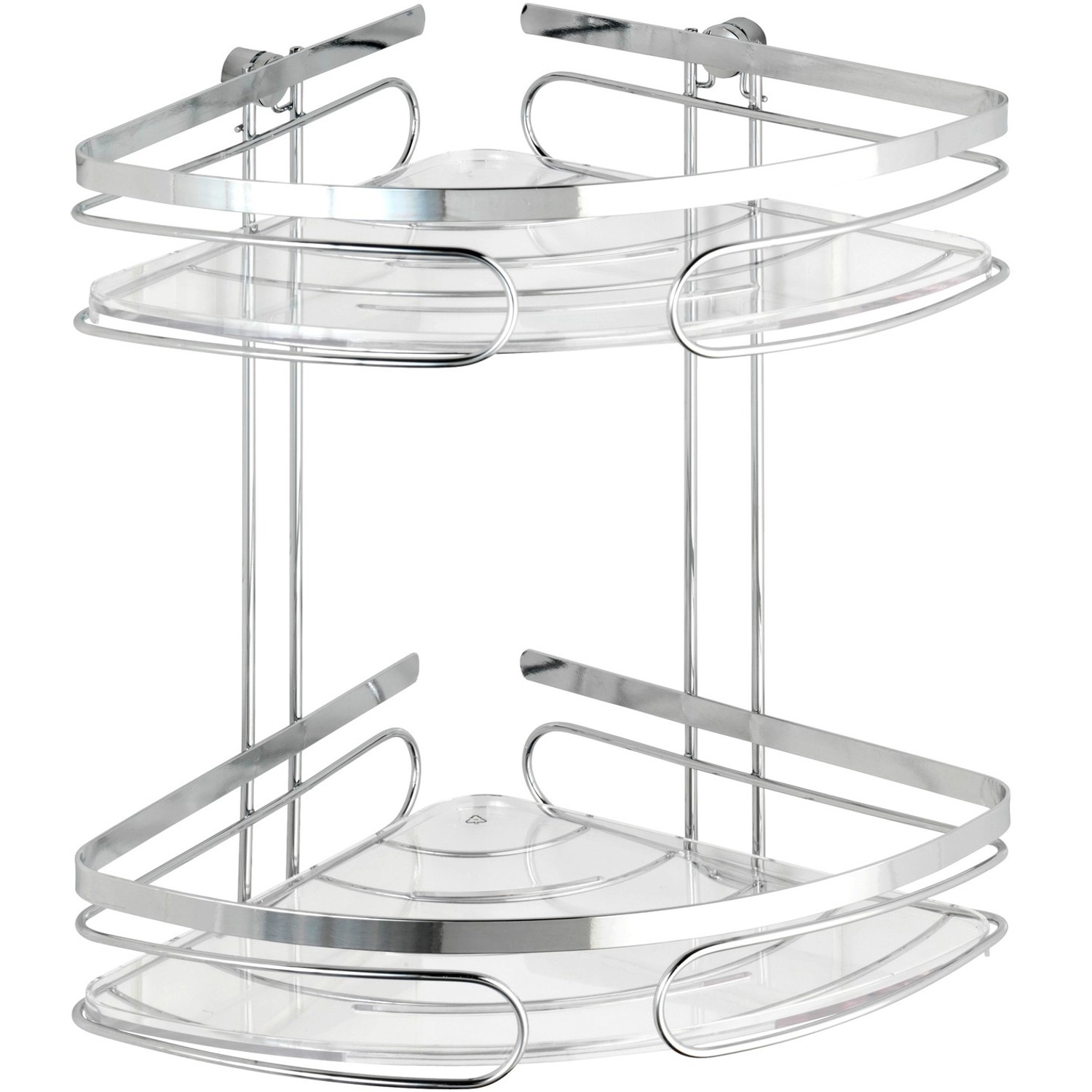 Dvouúrovňová, koupelnová rohová police PREMIUM, WENKO 20412100 stříbrná