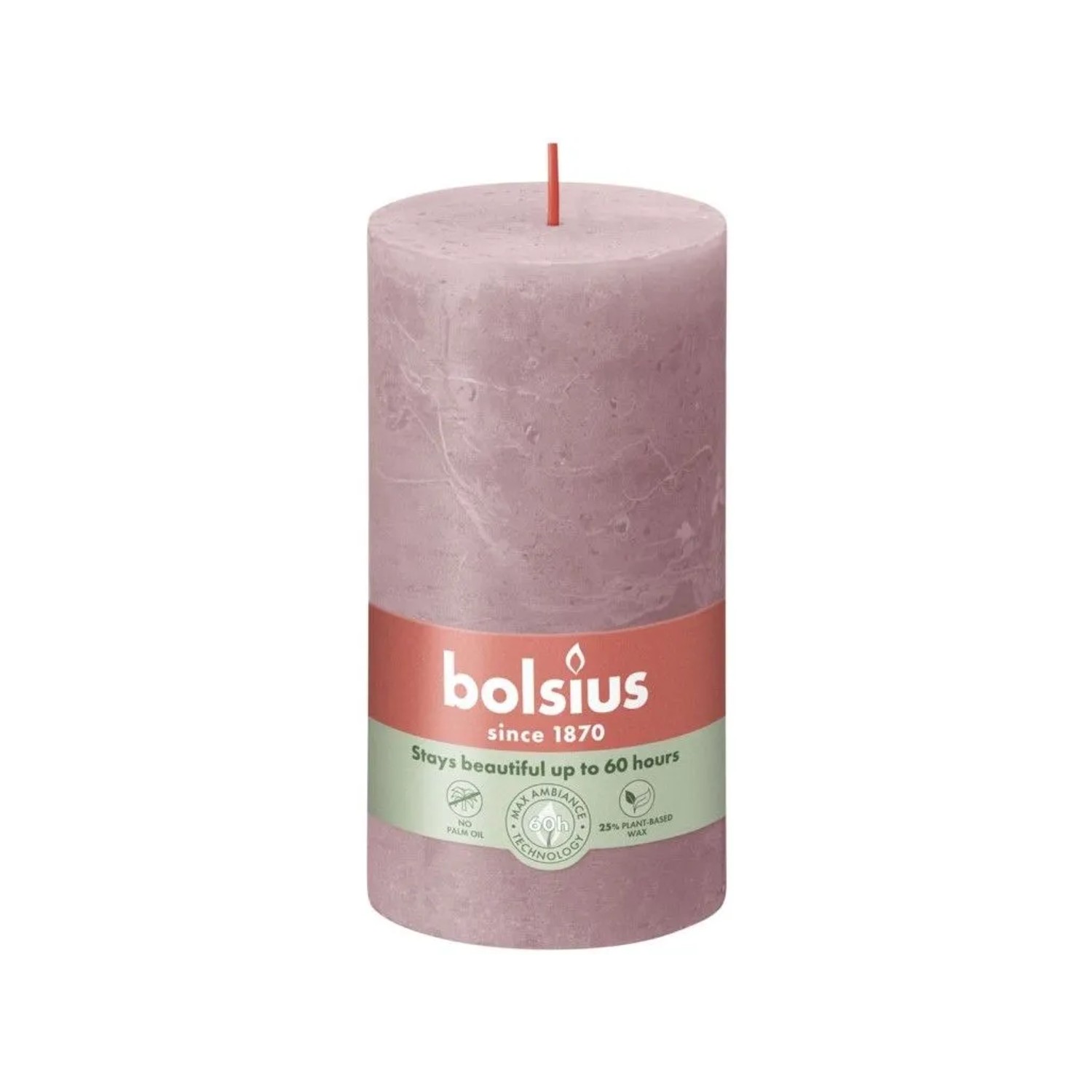 Bolsius Rustic Shine Válec 68×130 mm – Ash Rose (růžová)