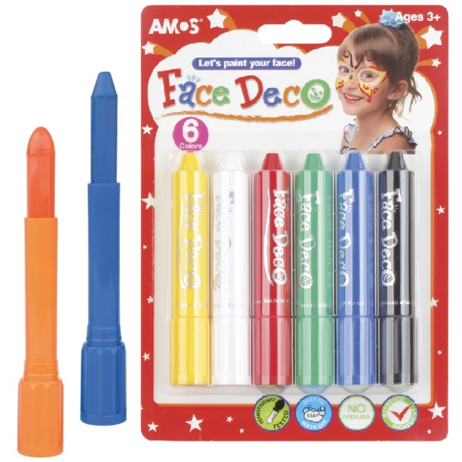 Amos Barvy na obličej, sada 6 odstínů, 4,7 g