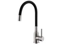 Alveus Stojánková páková dřezová baterie s flexi hadicí Mintas černá+kartáč.ocel Alveus Stojánková páková dřezová baterie s flexi hadicí Mintas černá+kartáč.ocel