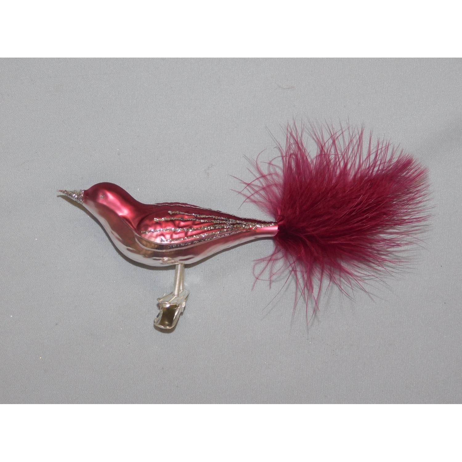 Ornex Vánoční ozdoba ptáček skleněný růžový 120 mm