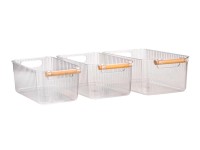 Wenko Sada koupelnových boxů Nantes, transparentní/buk, 3dílná