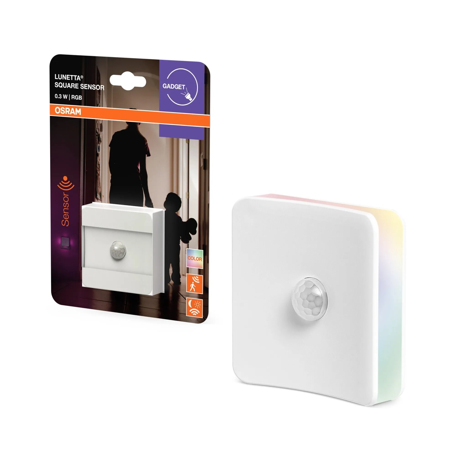 OSRAM LED noční světlo do zásuvky Lunetta SQUARE SENSOR RGB 0,3W