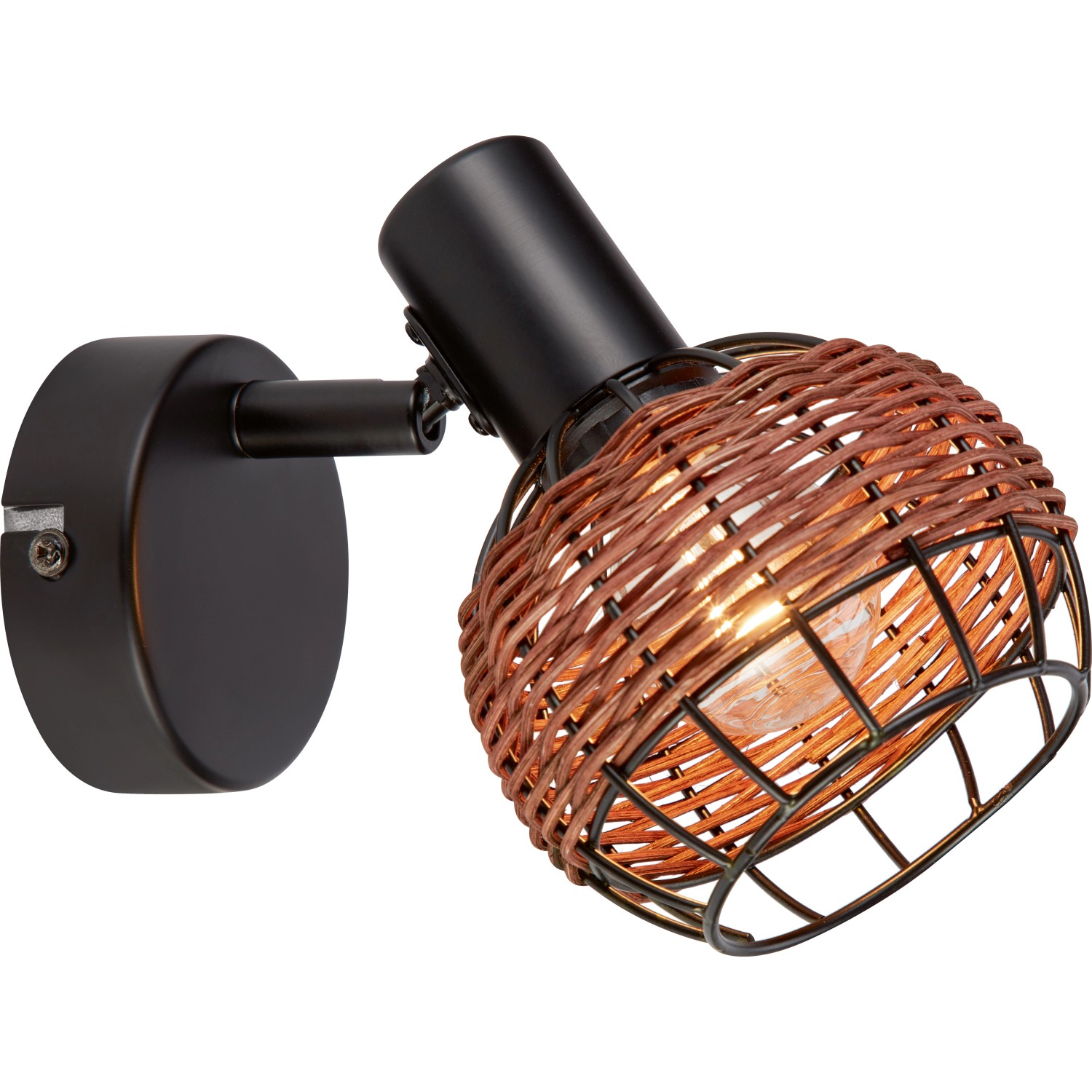 Stropní svítidlo Buia 1bodové, ratanový vzhled, 10 x 16,6 x 14,2 cm