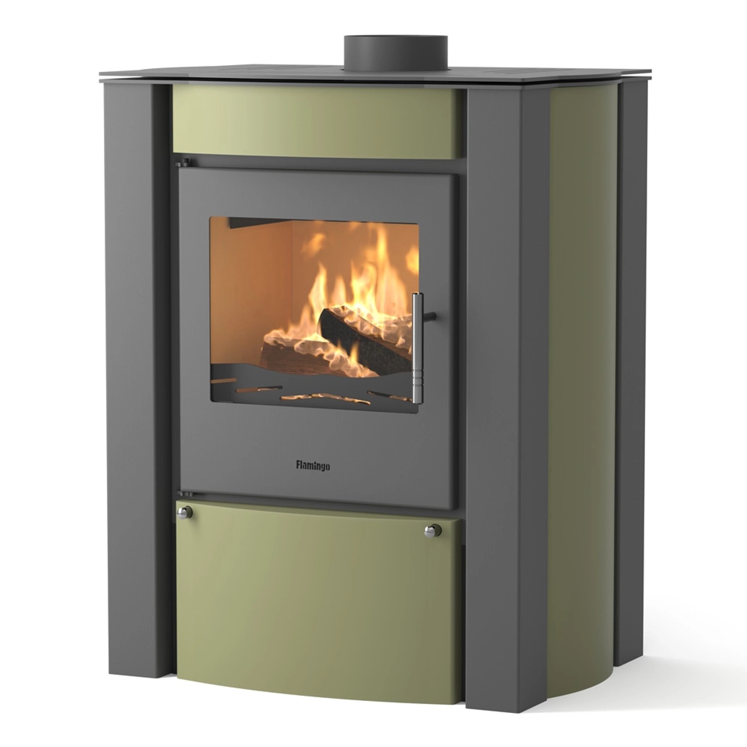 HS Flamingo Krbová kamna AMOS olivová  690 x 855 x 492 mm