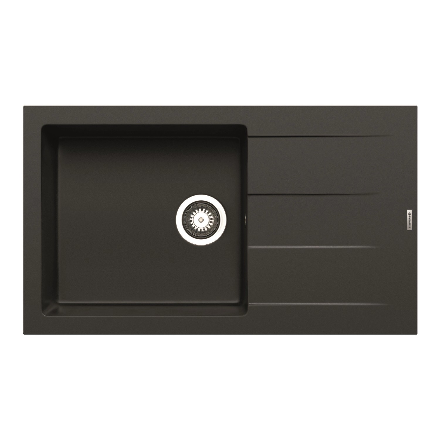 Pyramis Granitový dřez s odkapávačem Athlos 1B 1D Plus, black, 86 x 50 cm