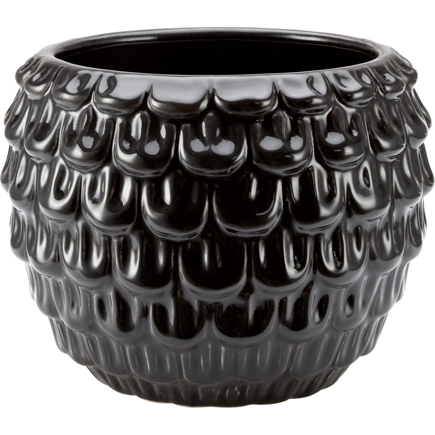 Květináč kameninový glazovaný černý pr. 17,5 x 14 cm