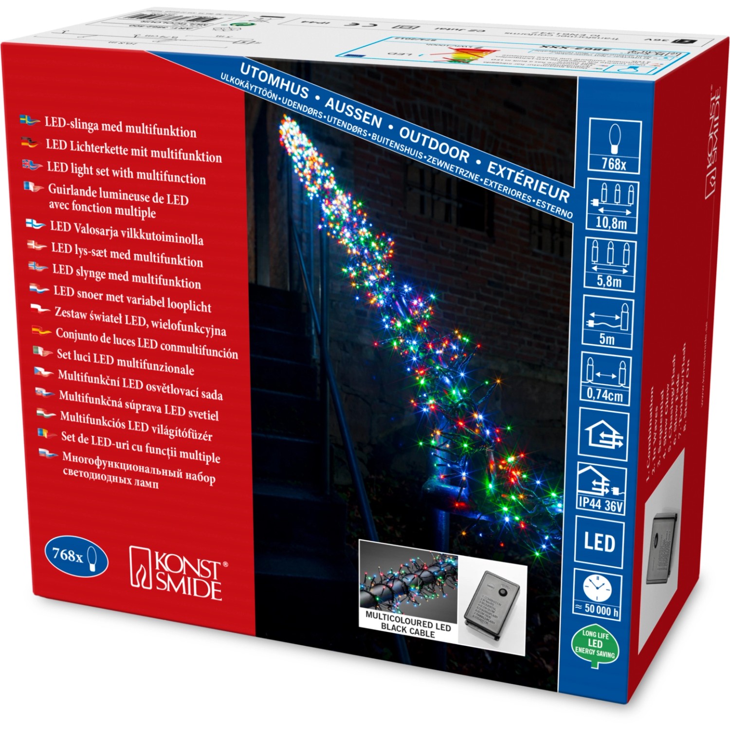 Konstsmide LED světelný řetěz trsy Cluster 8 funkcí 768 LED pestrý