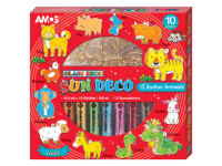 Amos Barvy na sklo sada 10 barev, 10,5 ml + 12 sklíček Zvířata