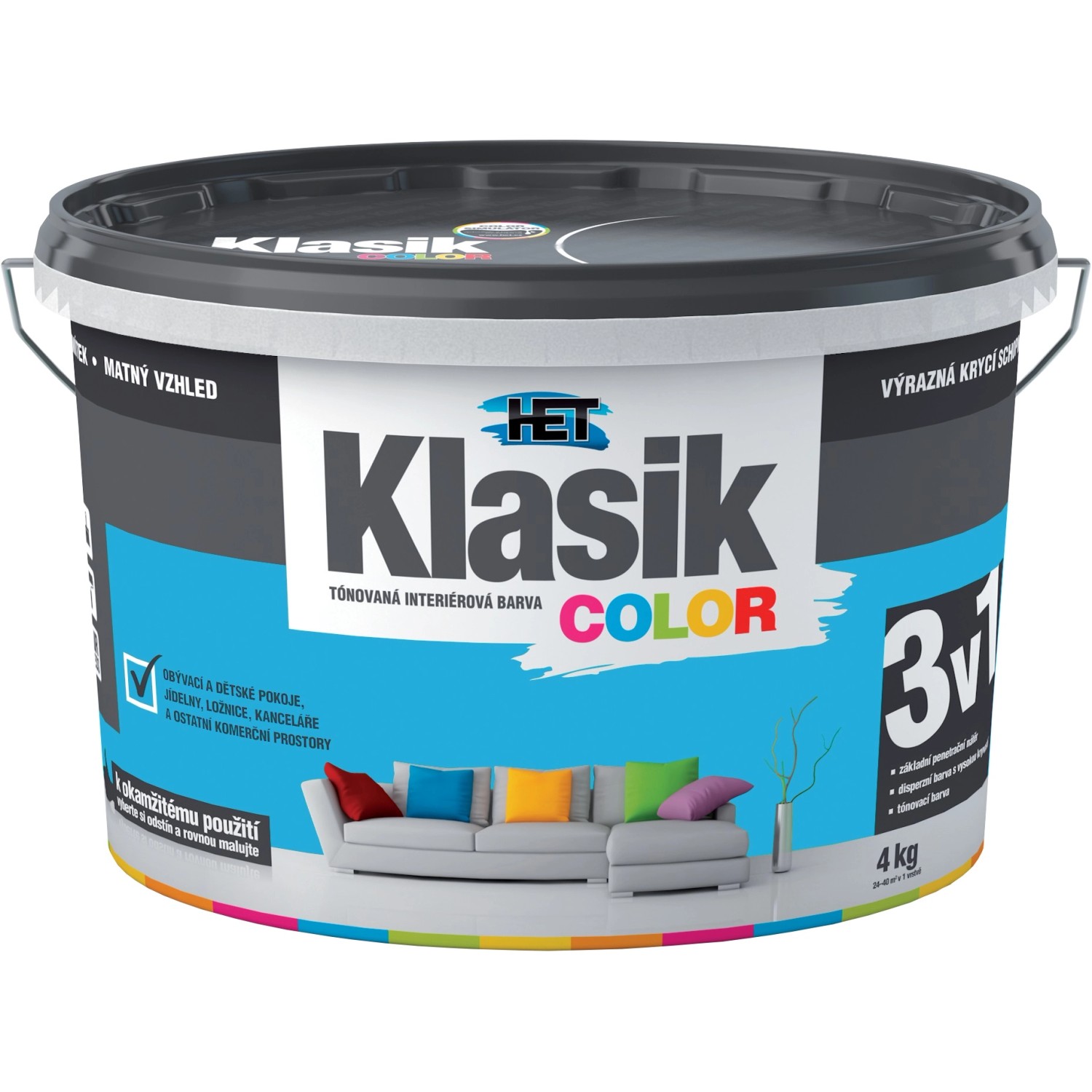 Malba interiérová HET Klasik Color modrý azurový 4 kg