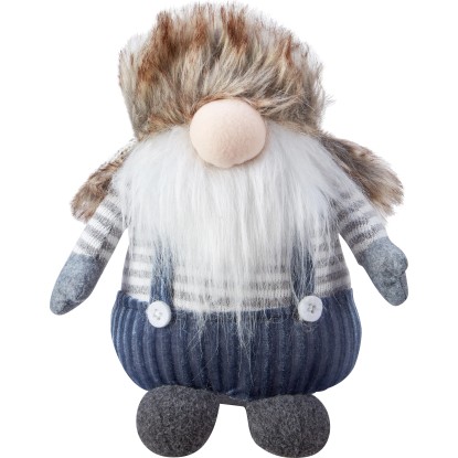 Vánoční skřítek, šedý-bílý-modrý, 25,5 x 14,3 x 21 cm