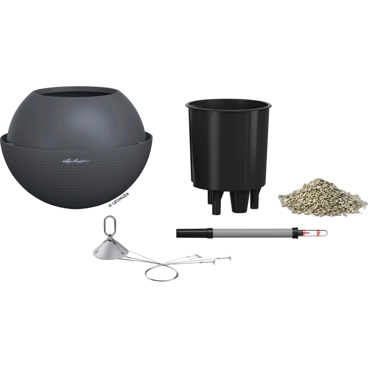 Lechuza Závěsný květináč Bola Color 32, břidlicově šedá, pr. 32 x 25 cm