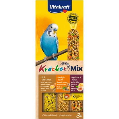Vitakraft Doplňkové krmivo pro andulky Kräcker Mix, vejce/med/meruňka, 80 g/3 ks
