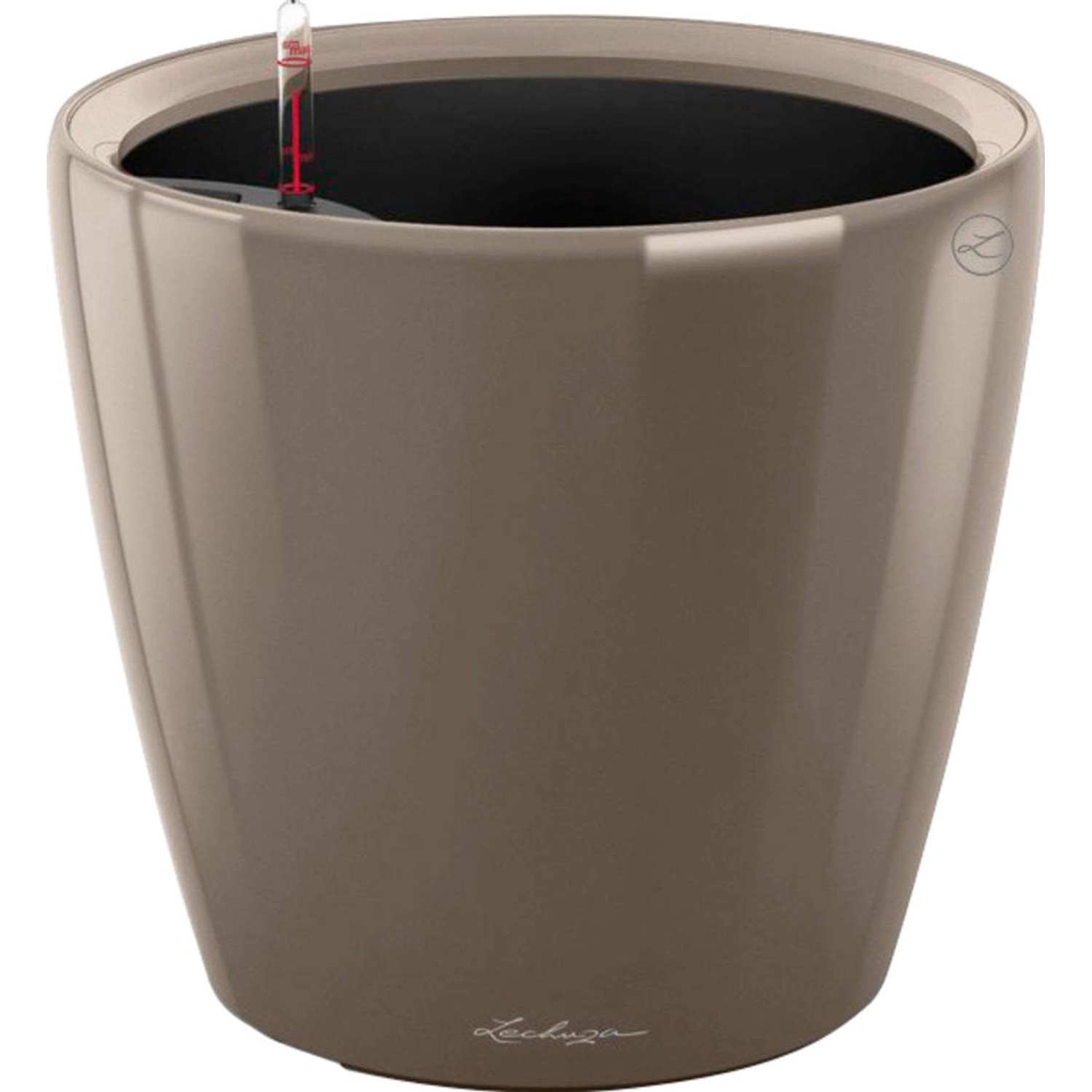 Lechuza Květináč Classico Premium LS 21, šedohnědá vysoce lesklá, pr. 22 x 21 cm