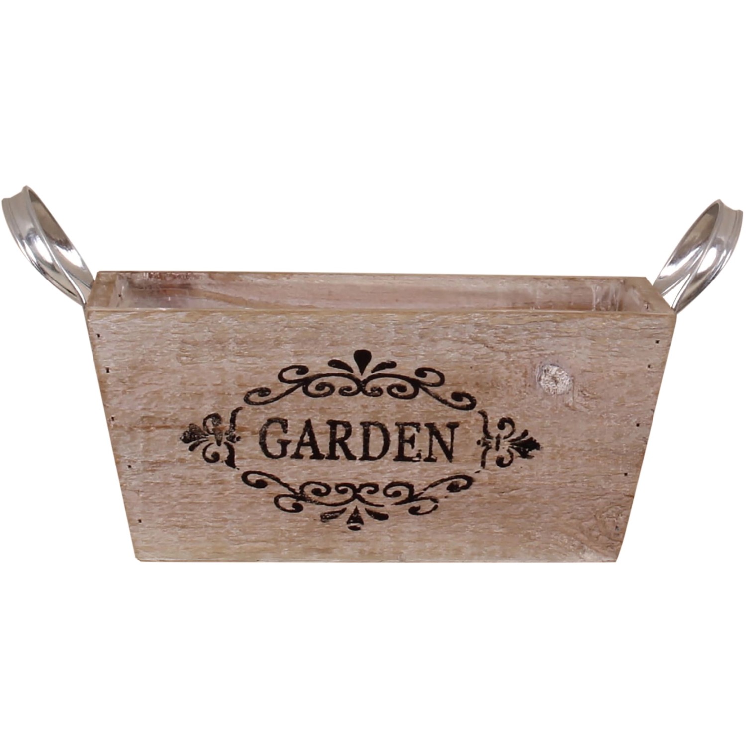 Dřevěná bedna "Home" s kovovými úchyty, hnědá, 22,5 x 13 x 10 cm