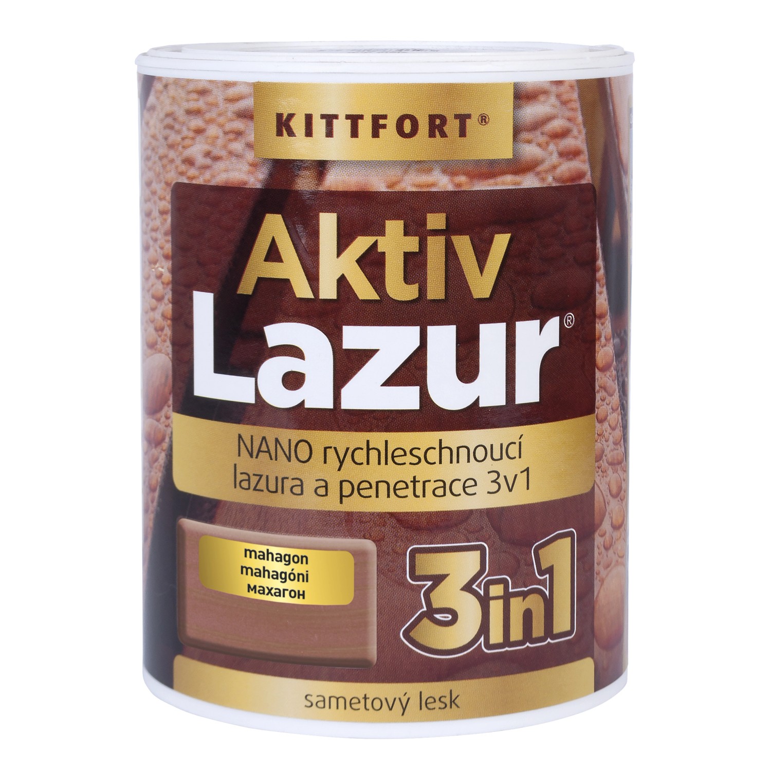 Kittfort Nano lazura na dřevo Aktivlazur mahagon, 750 ml
