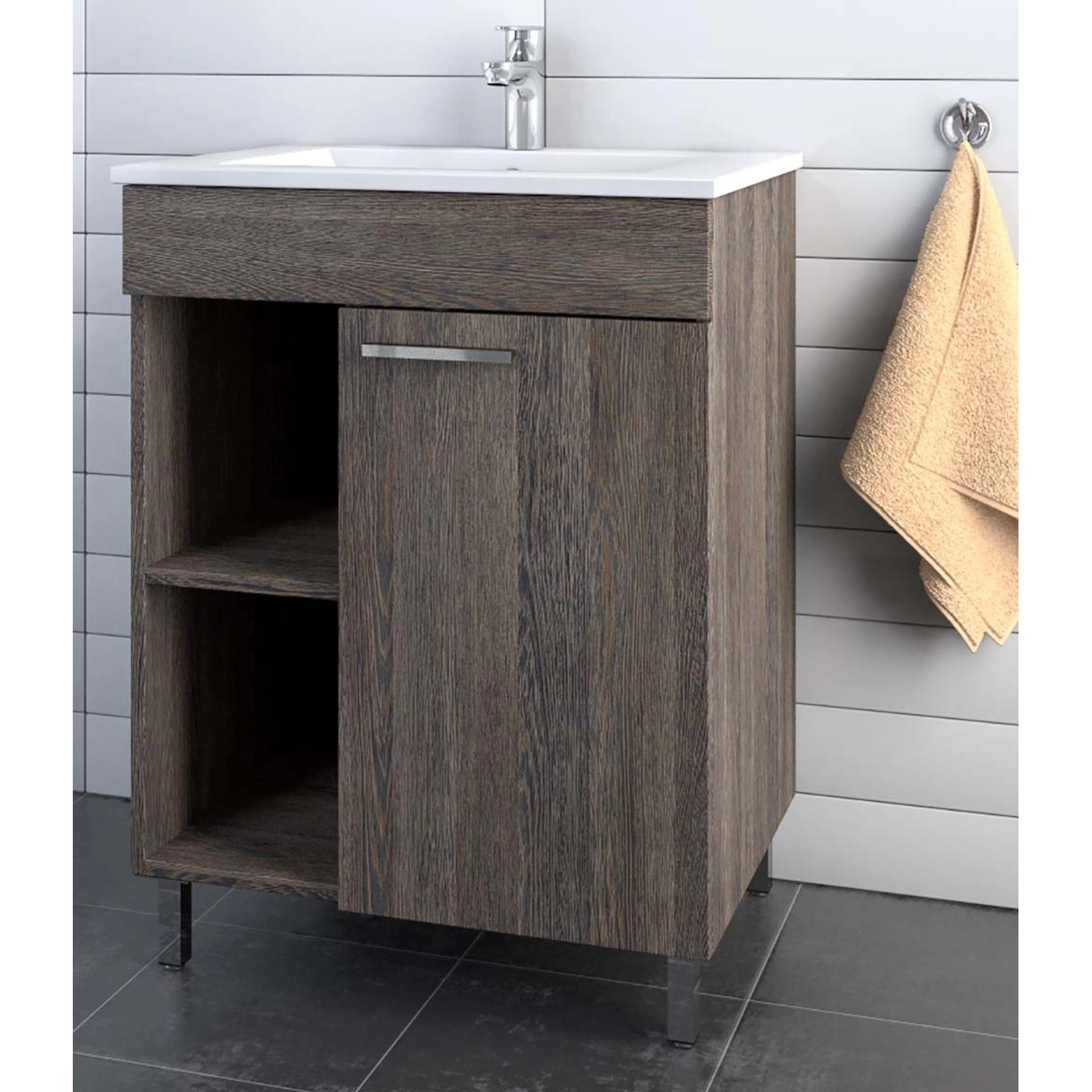 A-Interiéry Koupelnová skříňka s keramickým umyvadlem Domi 60