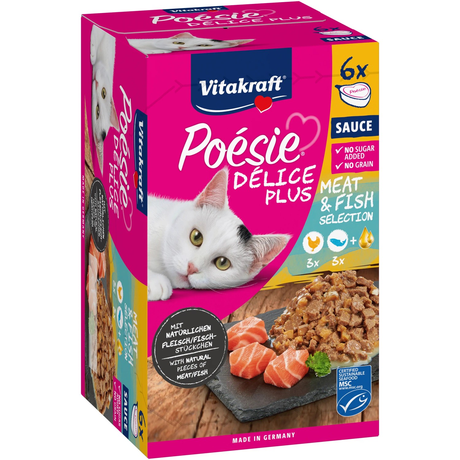 Vitakraft Poésie Délice Plus kuřecí + losos 6x85 g
