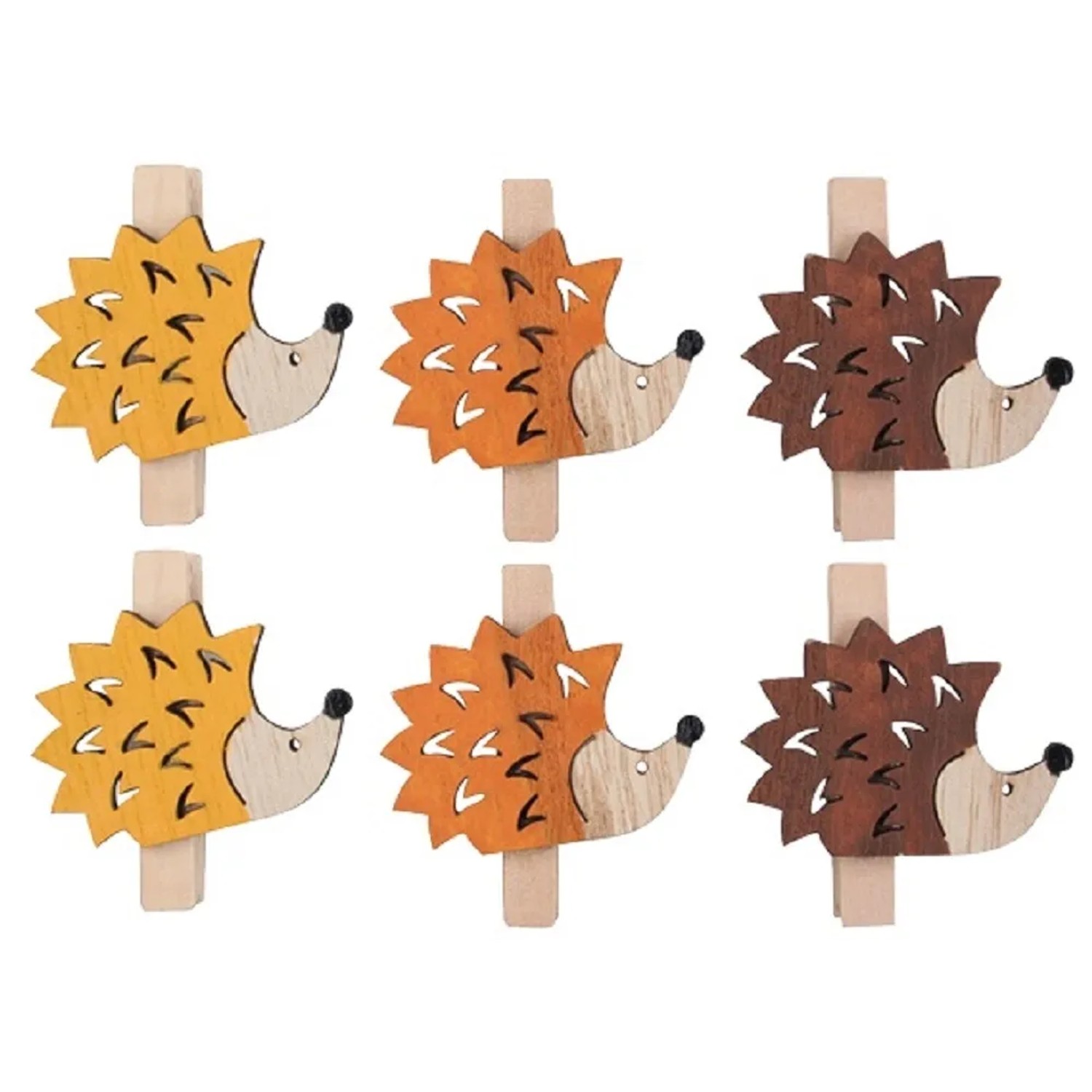 Anděl Přerov Ježci dřevění na kolíčku, 6 ks, 3 cm