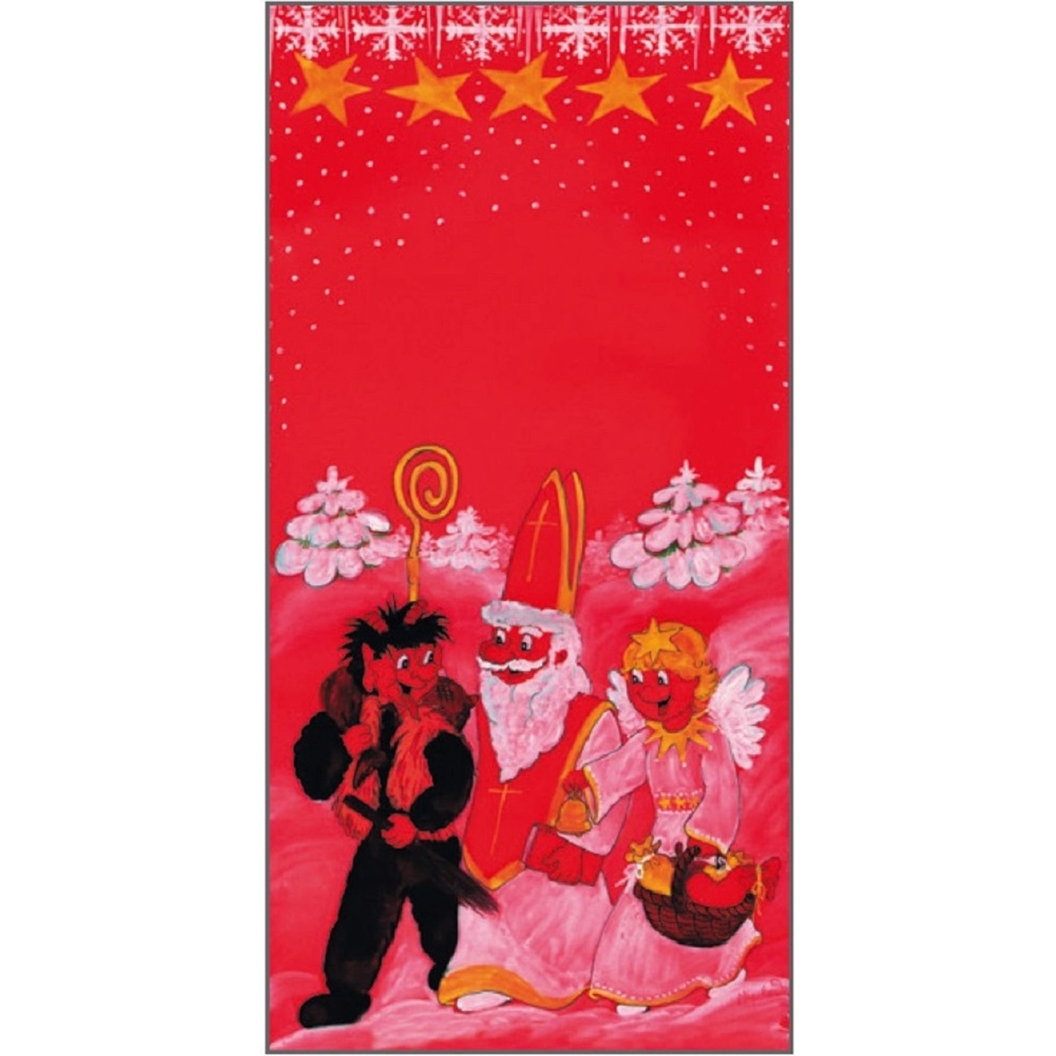 Anděl Přerov Igelitový sáček s mikulášským motivem červený 35 x 70 cm, 1 ks