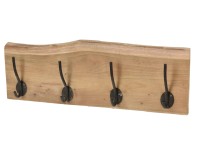 Koopman Nástěnný věšák z teakového dreva, 4 háčky, 50 cm