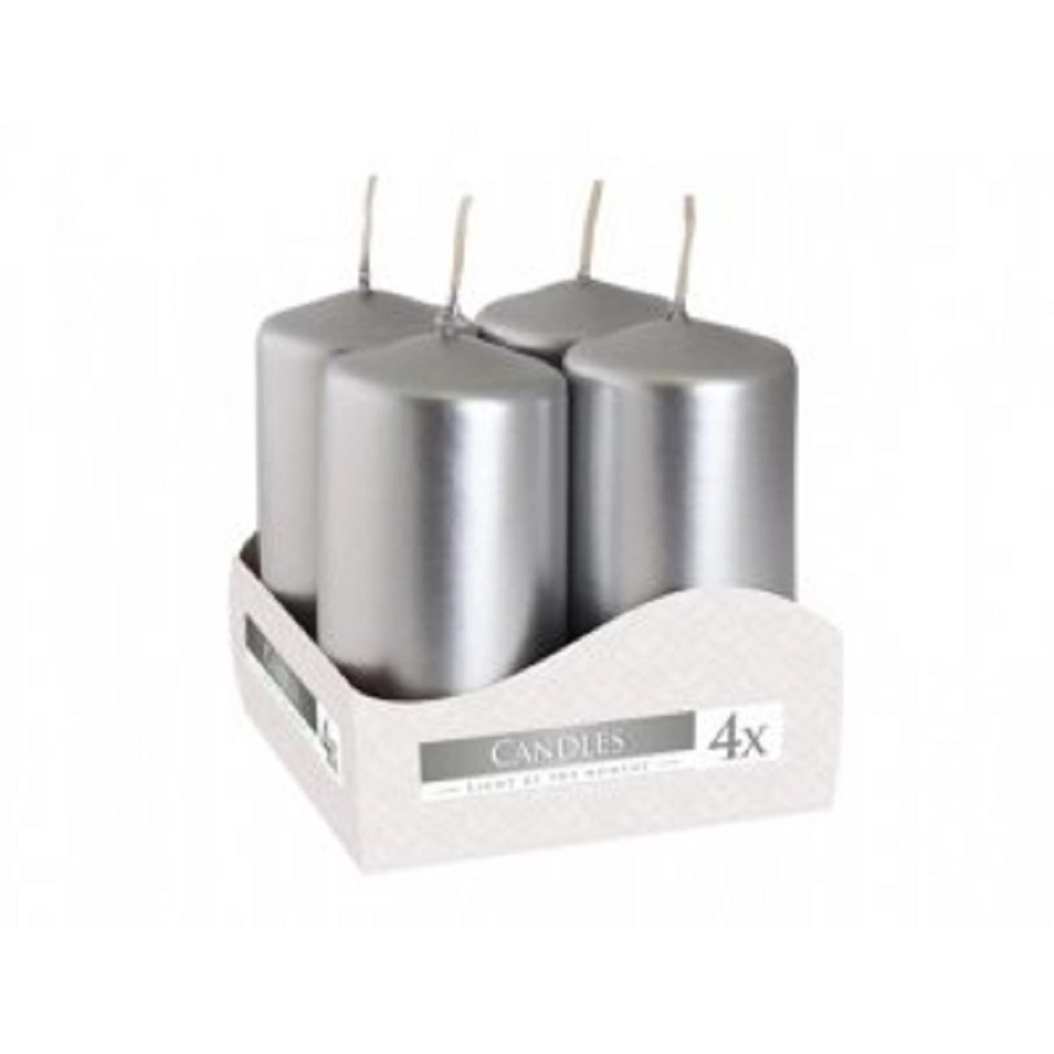 Adventní svíčky metalické lesklé stříbrné 4 x 8 cm, 4ks