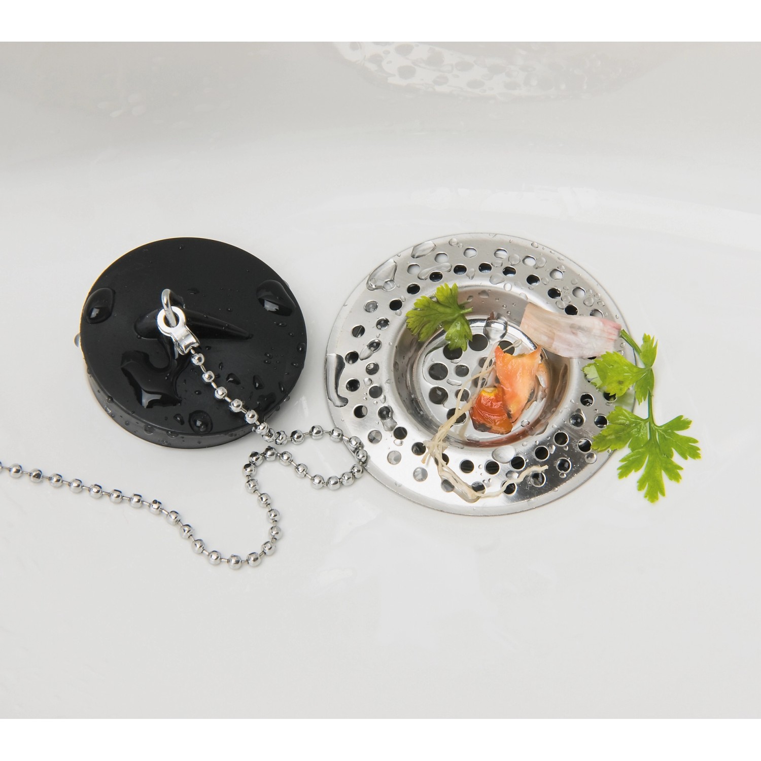 Dva nerezové dřezové sítko, WENKO stříbrný