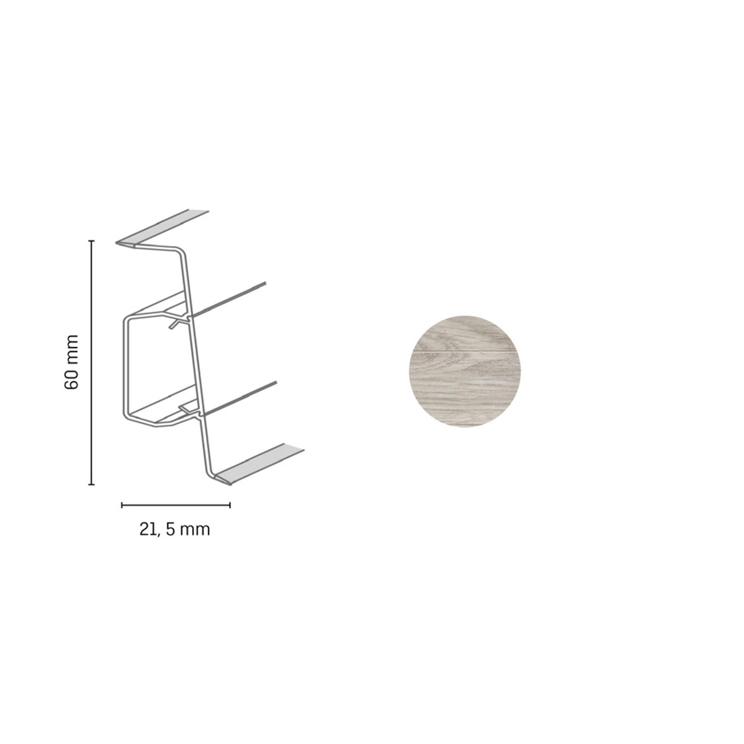 Döllken Profiles Lišta Q SLK 60 3048 dub stříbrný 60 x 21,5 x 2500 mm
