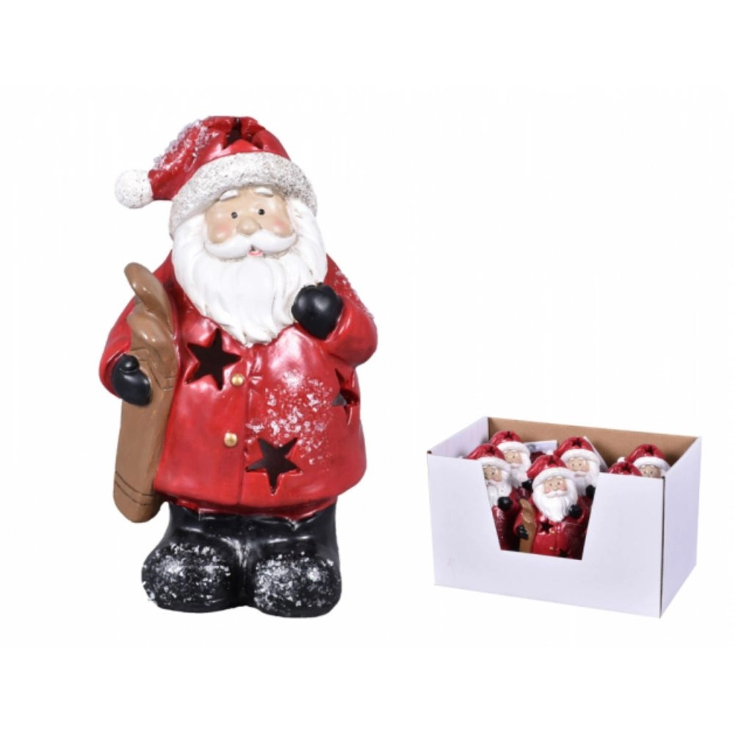 Santa Claus - lyže LED polyresinový 9 x 8 x 16 cm