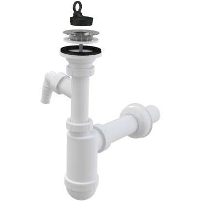 Alca Sifon umyvadlový A41P s přípojkou a nerez mřížkou pr. 62 mm, DN 40