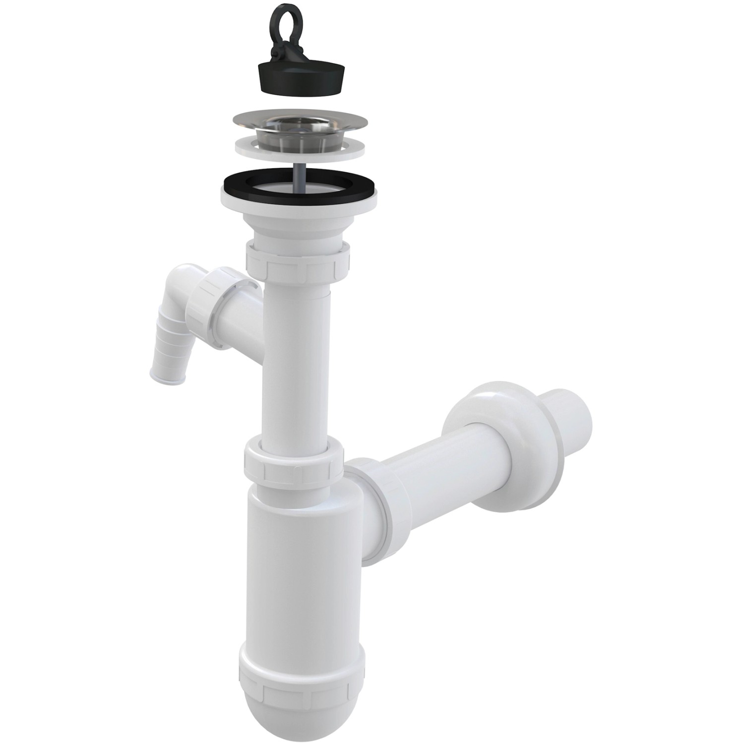 Alca Sifon umyvadlový A41P s přípojkou a nerez mřížkou pr. 62 mm, DN 40