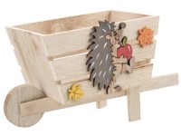Trakař dřevěný s ježkem 9 x 18 cm