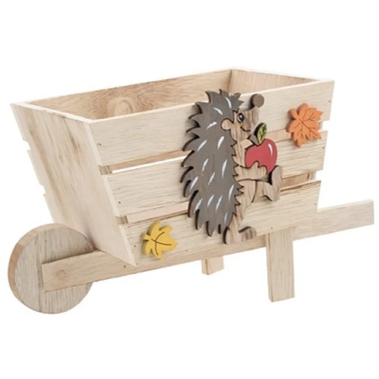 Trakař dřevěný s ježkem 9 x 18 cm
