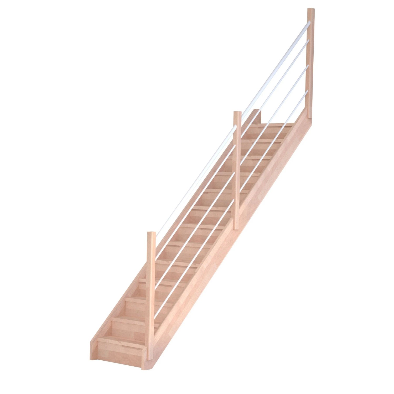 StarWood Schody Mykonos Pro bukové rovné 90cm uzavřené dřev.nerez.bílé zábradl P