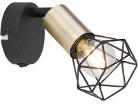 GLOBO Nástěnné svítidlo XARA I staromosazná/černá E14 40 W 80 x 135 x 130 mm
