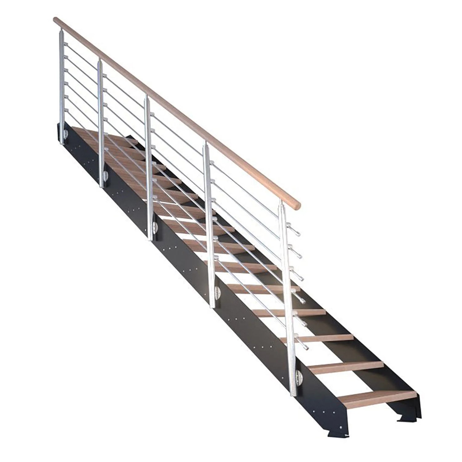 StarWood Kovové schody Kos 14 st. dub olej. 107 cm design. zábradlí černá