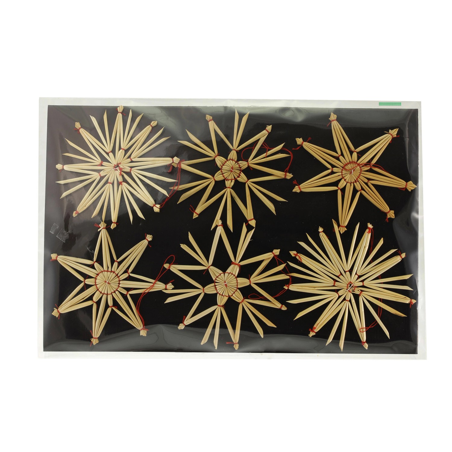 Vánoční dekorace sada slaměných hvězd, pr. 7-13 cm, 6 ks