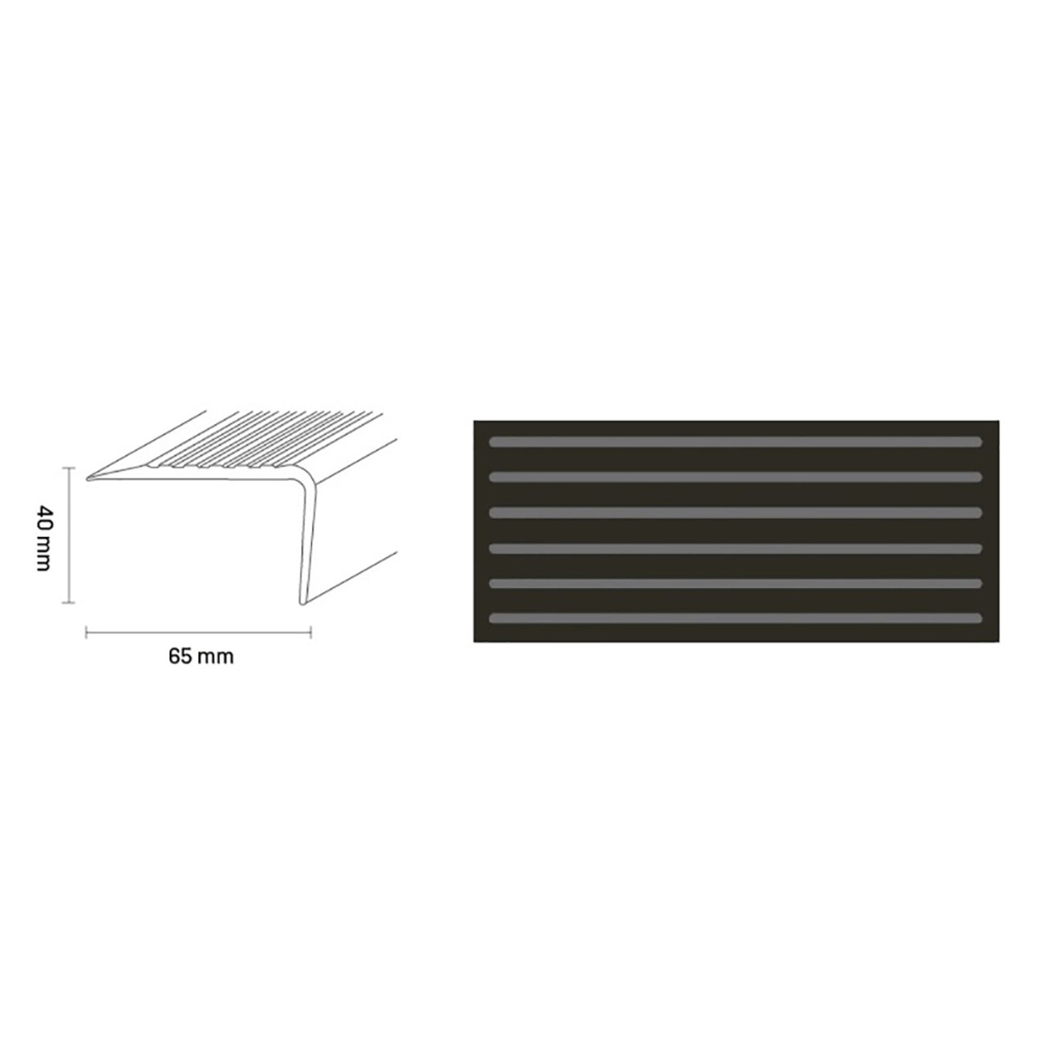 Döllken Profiles Schodišťová hrana TKNG A 65/A 65 0110 černá 65 x 40 x 1250 mm