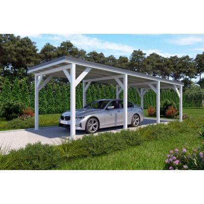 Holzbrüder Přístřešek na auto Ralf bílý/šedá stř. 300 x 868 cm 26 m2