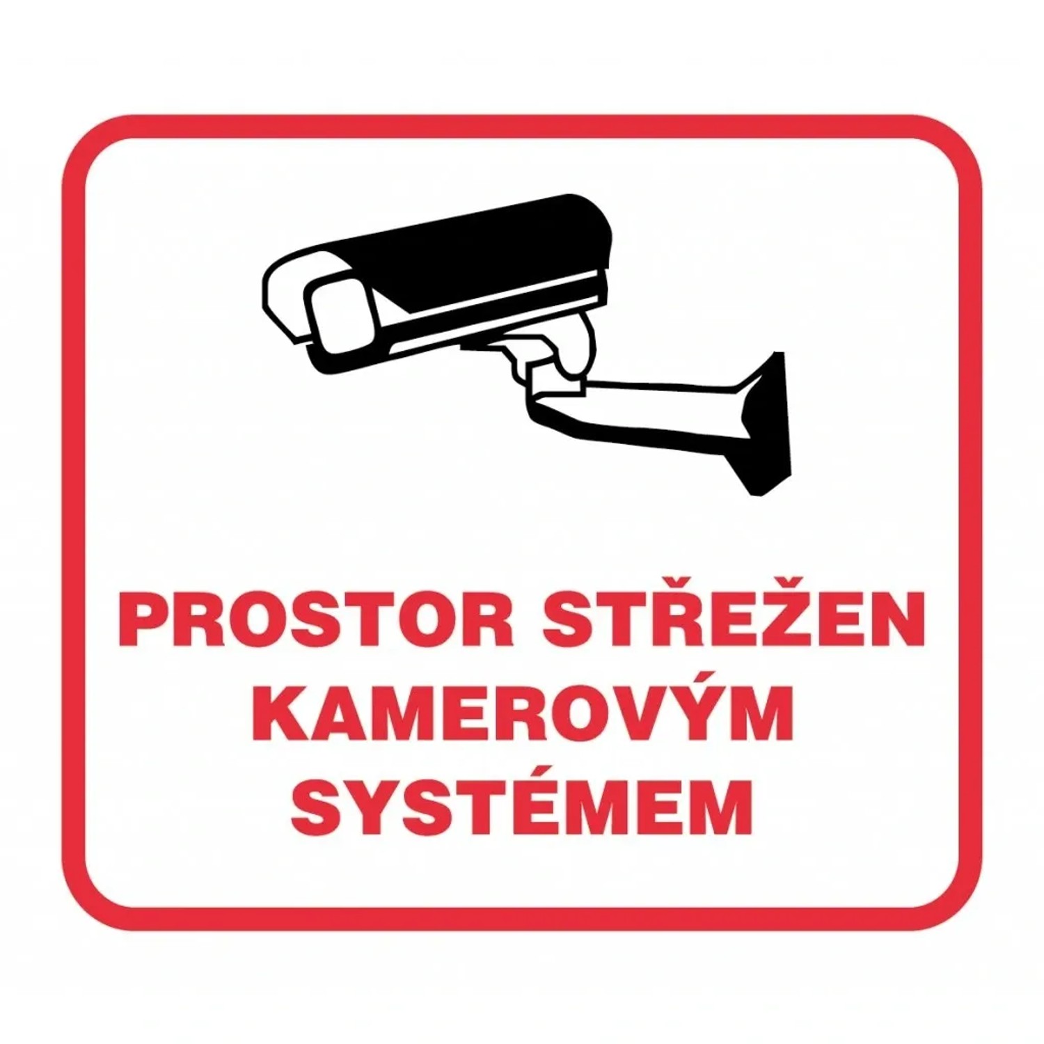 Prostor střežen kamerovým systémem 90x90 mm samolepka
