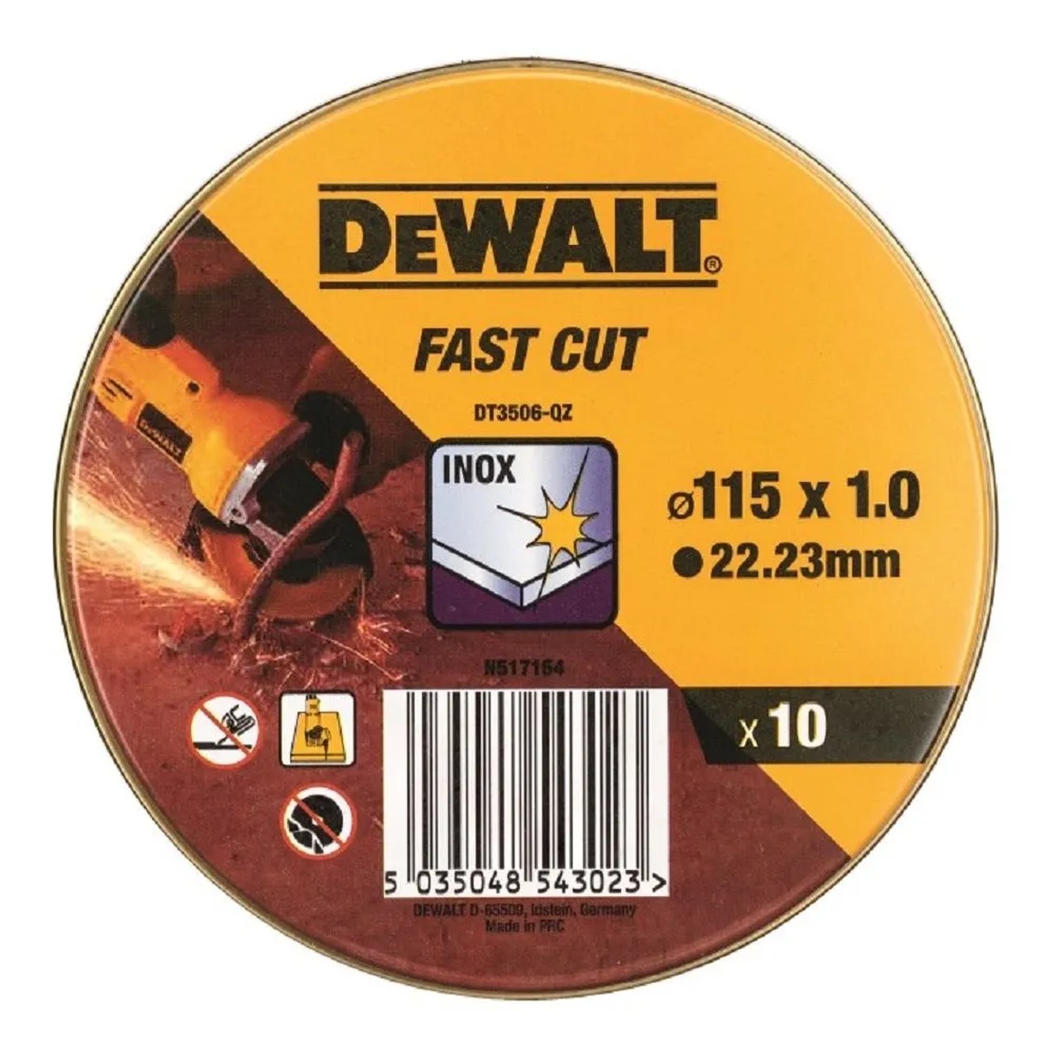 DeWALT Řezný kotouč na nerez DT3506 pr. 115 x 22,23 mm, 10 ks