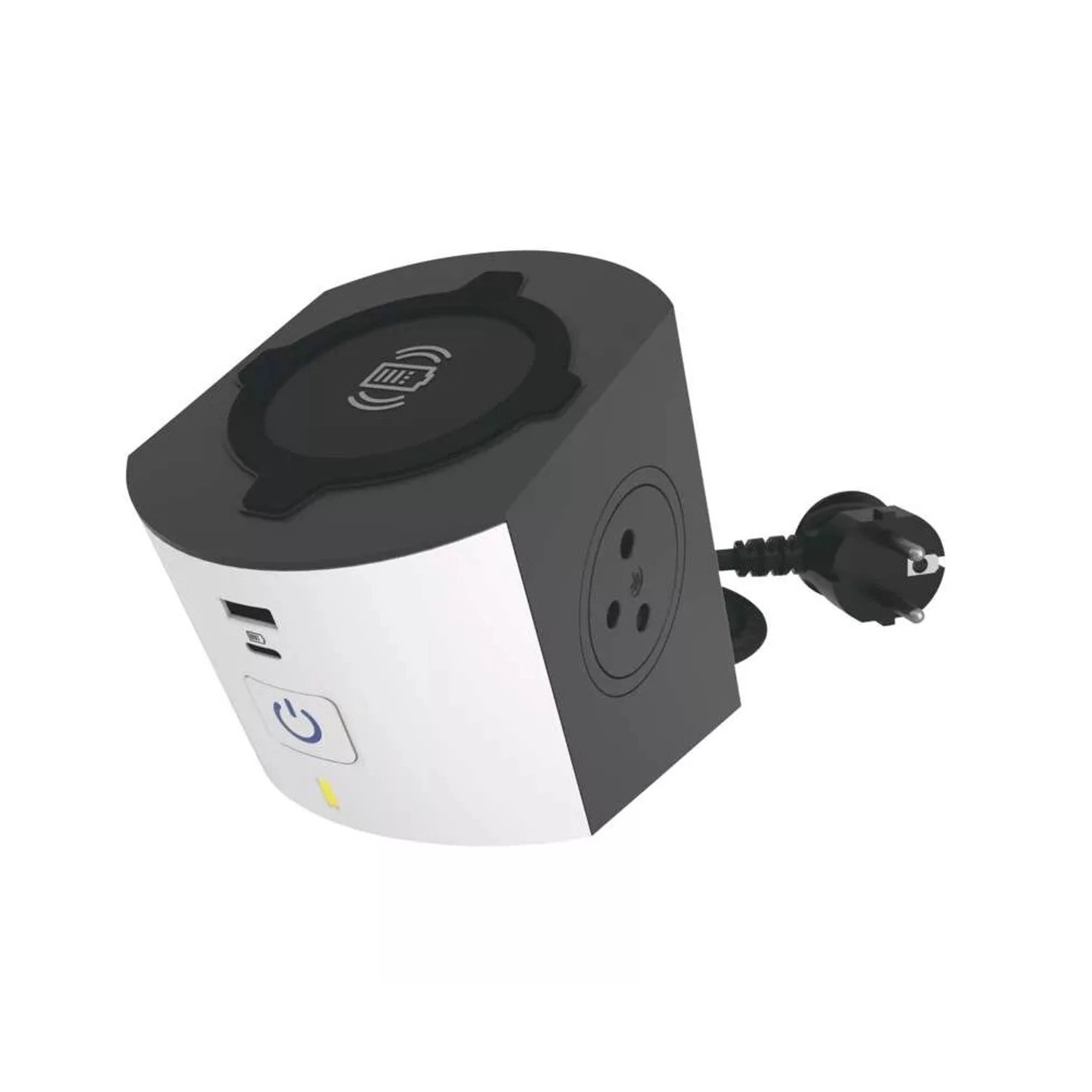 Legrand Prodluž. zásuvka s bezdrát. nabíj., 2 zásuvky, USB A+C, bílo-černá, 2 m